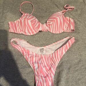 pink zebra shein bikini